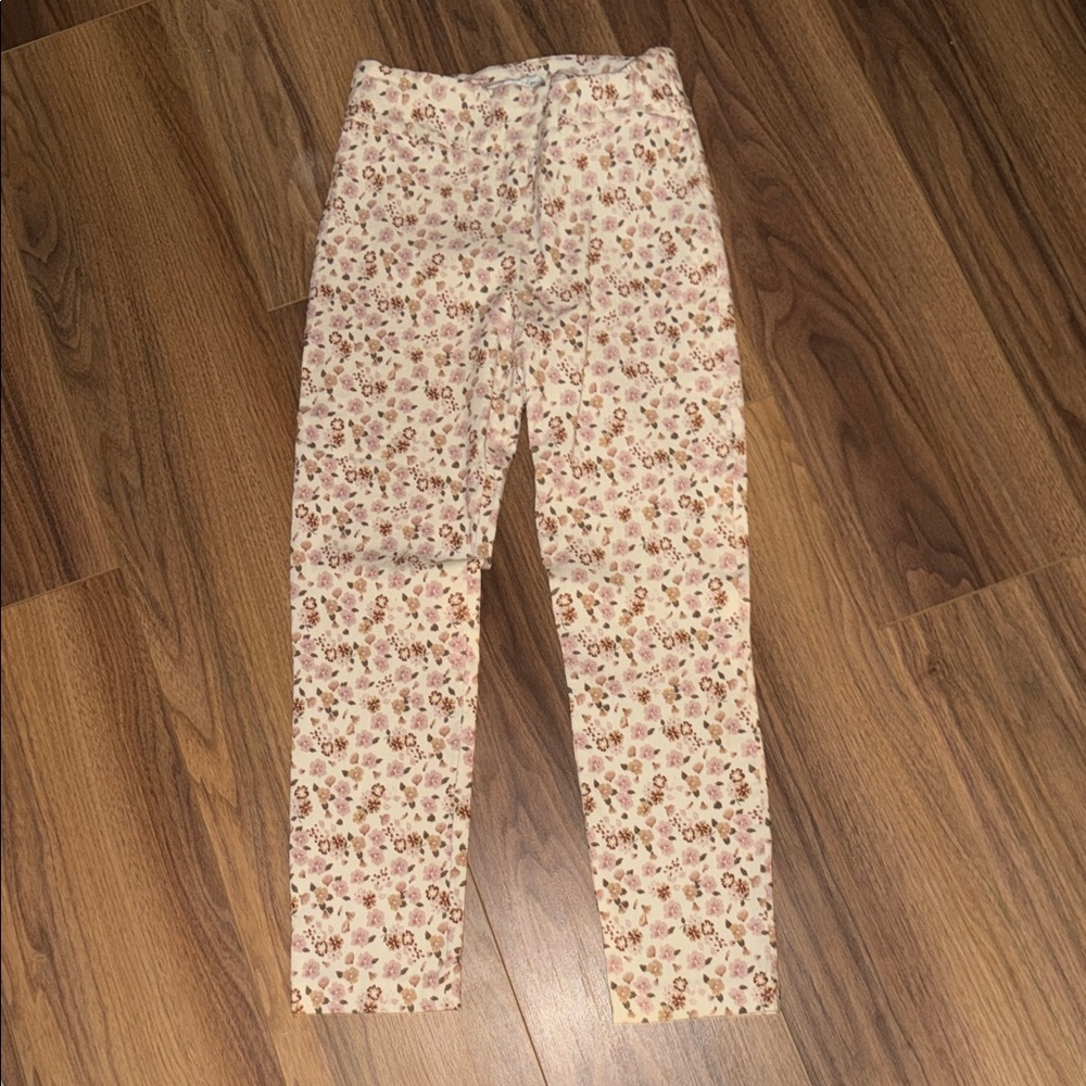 🍁Carolina Belle Floral Print Pants - Cream and Pink